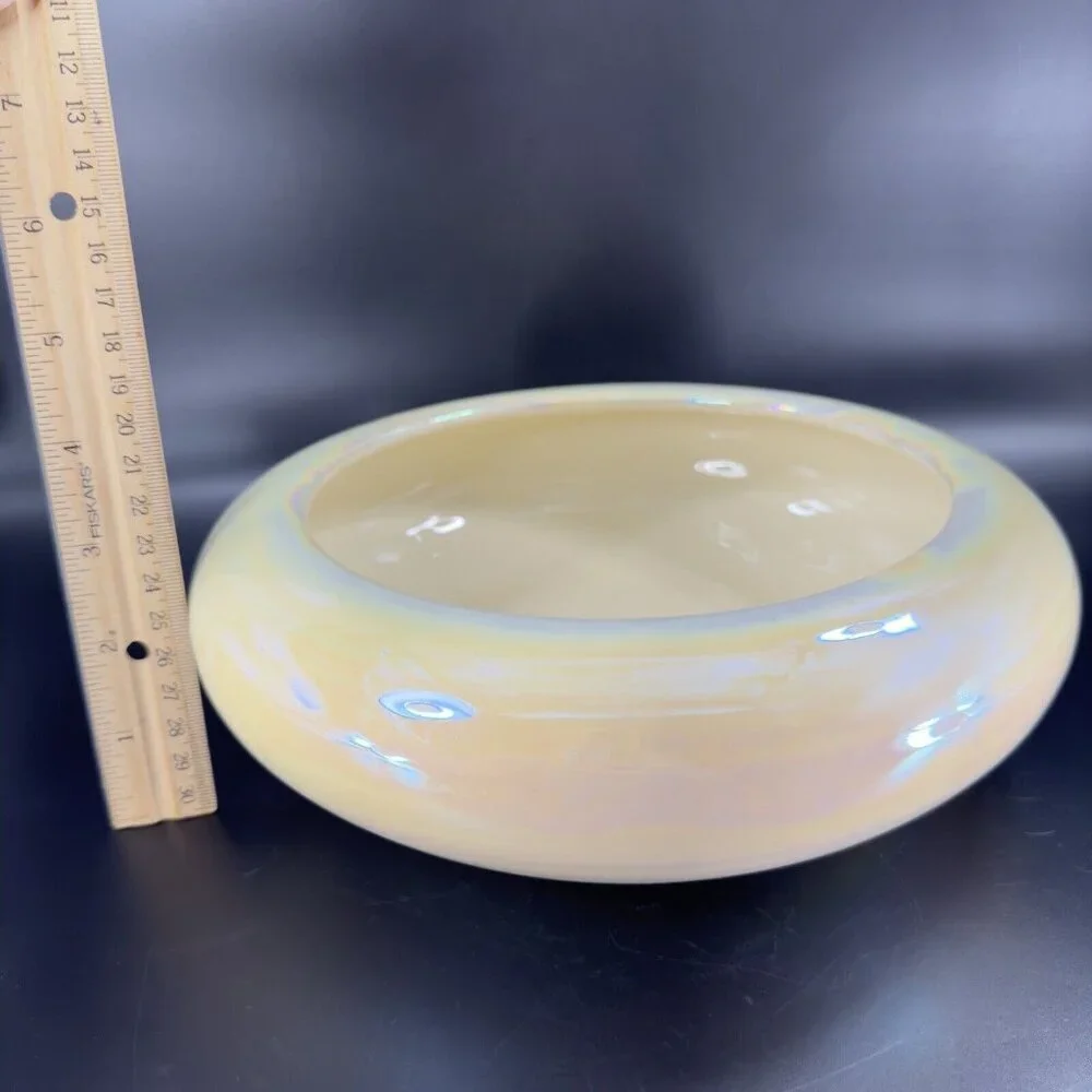 Pier 1 Pottery Planter Bowl Italian Yellow Iridescent Luster Finish Made Italy‎